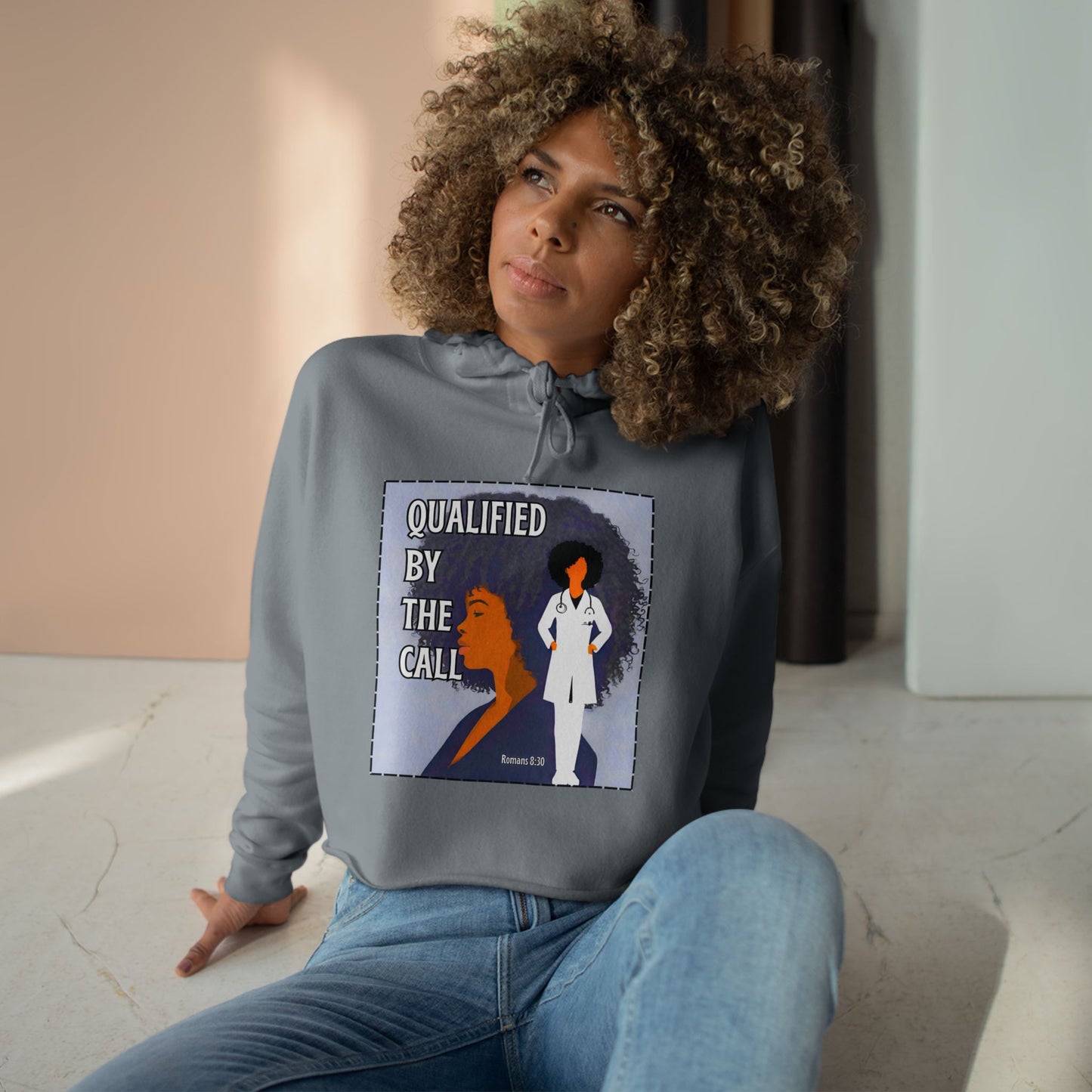 Qualified by the Call - Crop Hoodie