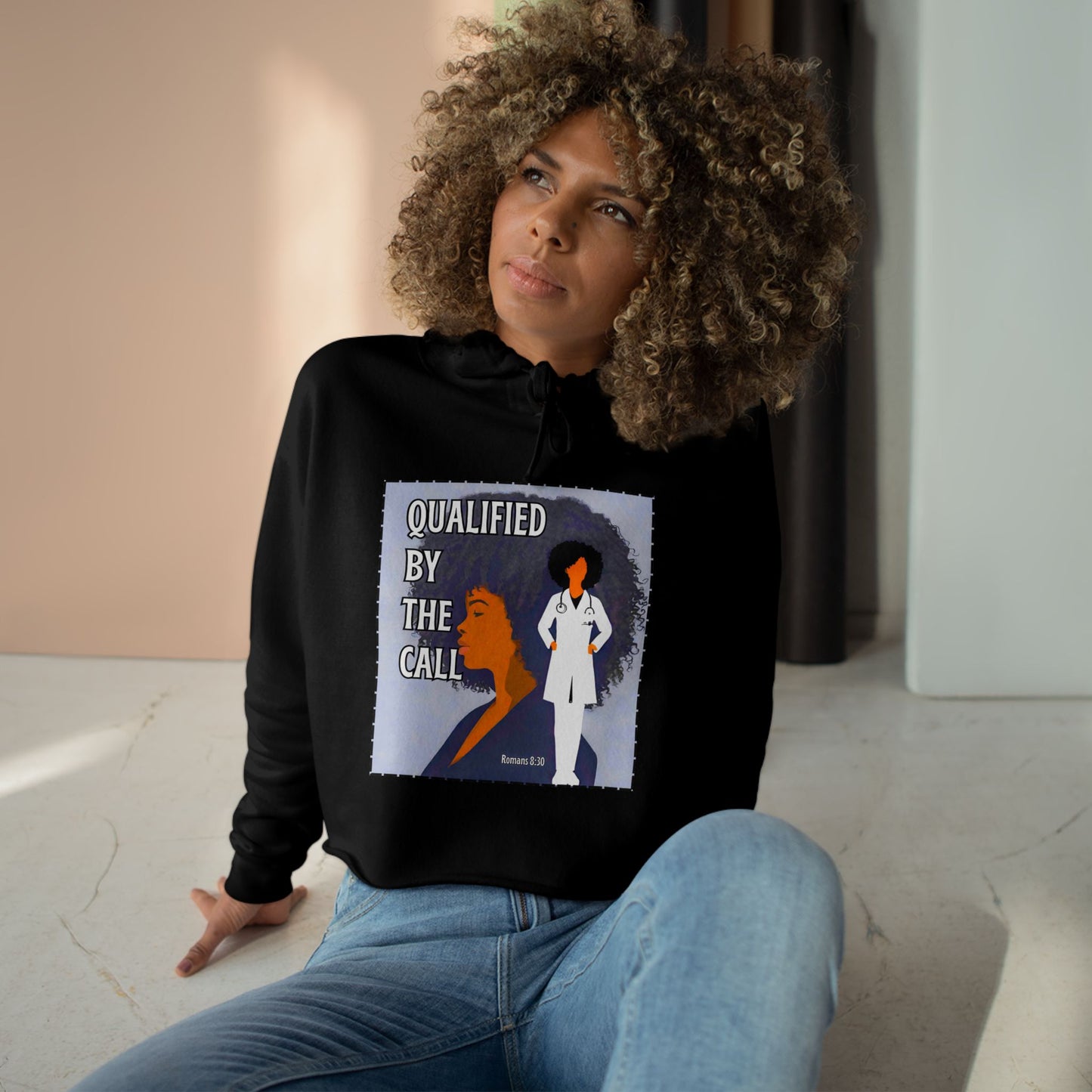 Qualified by the Call - Crop Hoodie